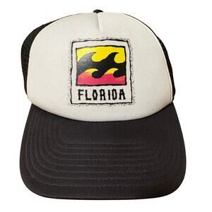 Billabong Florida Mesh SnapBack Trucker Hat Cap Black White Foam